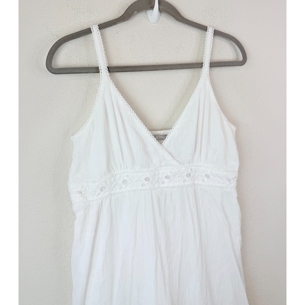 Old Navy Cami Maxi Dress Women's L White Eyelet Lace Tiered Boho Coastal Beach - Picture 2 of 7
